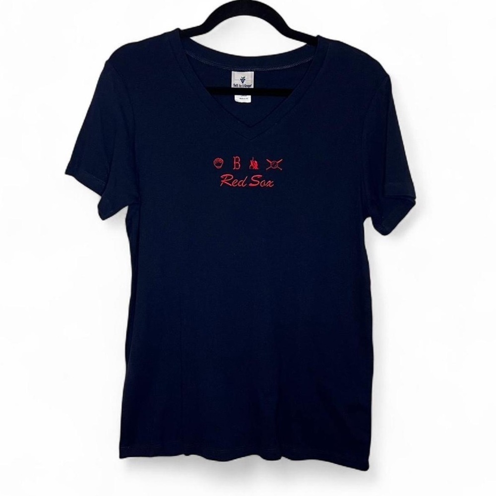 Soft As A Grape Boston Red Sox Navy V-Neck Tee Shirt Size Large
